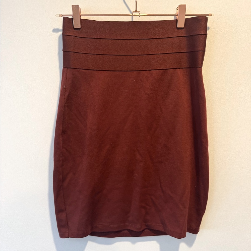 Max Studio Rich Brown Red Burnt Henna Pencil Skirt Size S